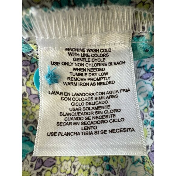 Caribbean Joe Floral Collared Long Roll Tab Sleeve Button Up Shirt Women 3X - Picture 11 of 13